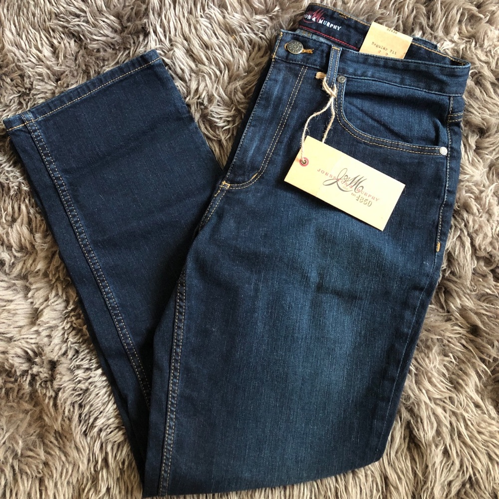 NWT Johnston & Murphy Dark Wash Regular Fit Denim